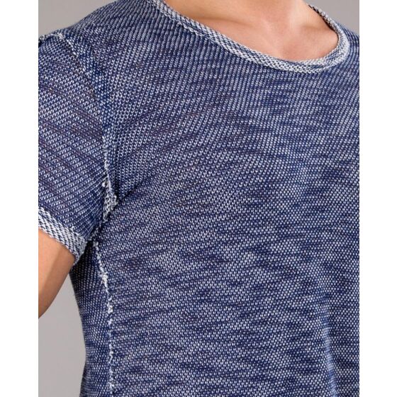 Red Bridge Mens External Three Ply Indigo Chunky Knit T-Shirt