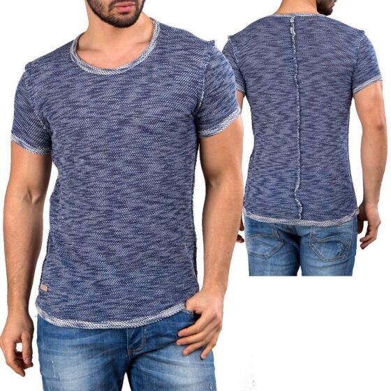 Red Bridge Mens External Three Ply Indigo Chunky Knit T-Shirt