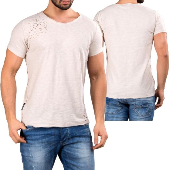 Red Bridge Herren T-Shirt Light Move mit Löchern Cuts Beige
