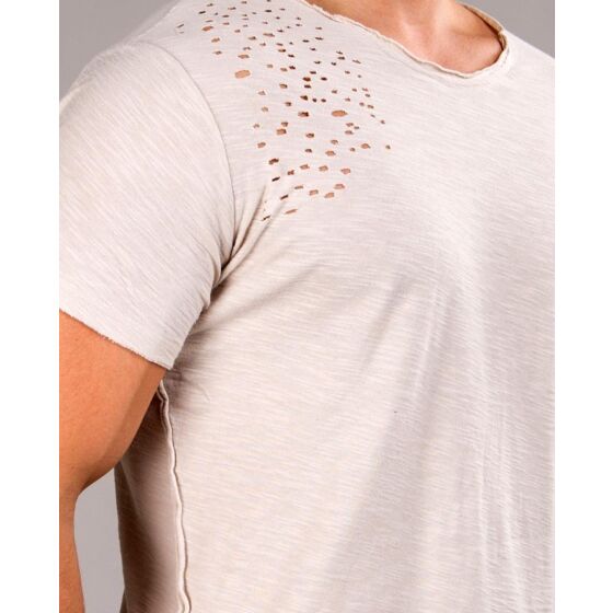 Red Bridge Mens T-Shirt Light Move with Holes Cuts Beige