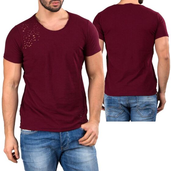 Red Bridge Herren T-Shirt Light Move mit Löchern Cuts Bordeaux