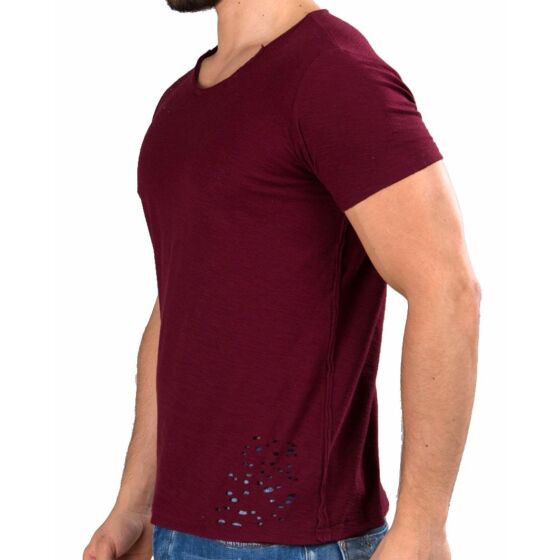 Red Bridge Mens T-Shirt Light Move with Holes Cuts Bordeaux