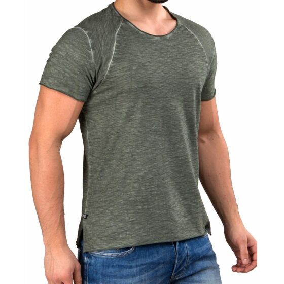 Red Bridge Mens T-Shirt Flamed Frame Vintage Distressed Khaki