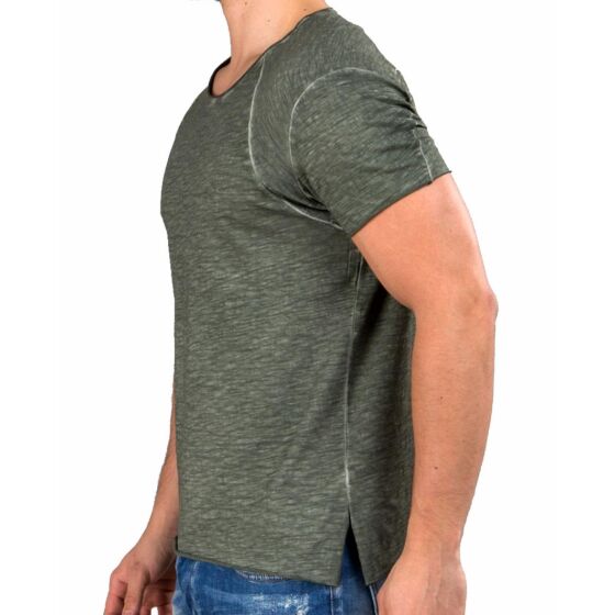 Red Bridge Mens T-Shirt Flamed Frame Vintage Distressed Khaki