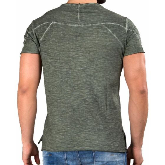 Red Bridge Mens T-Shirt Flamed Frame Vintage Distressed Khaki