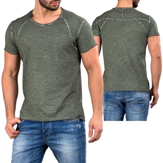 Red Bridge Mens T-Shirt Flamed Frame Vintage Distressed Khaki