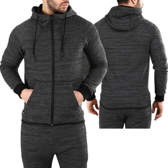 Red Bridge Herren Kapuzenpullover Jacke Trainingsanzug Oberteil mit Reißverschluss Anthrazit Dunkelgrau