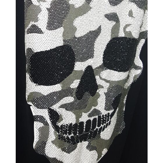 Red Bridge Mens T-Shirt Camo Skull Black with rhinestones