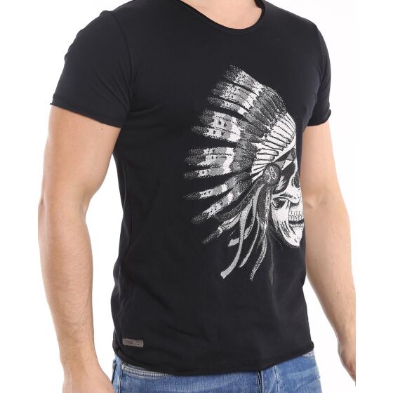 Red Bridge Herren T-Shirt Indian Spirit Schwarz mit Strasssteinen