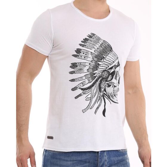 Red Bridge Herren T-Shirt Indian Spirit Weiß mit Strasssteinen