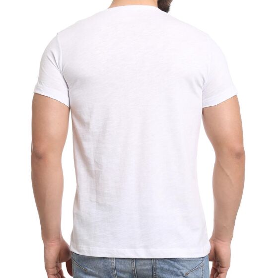 Red Bridge Mens T-Shirt Stitched Skull White with rhinestones