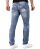 Red Bridge Mens Jeans Trousers Cuts And Stitches Blue Straight Fit Used-Look Destroyed W29 L32