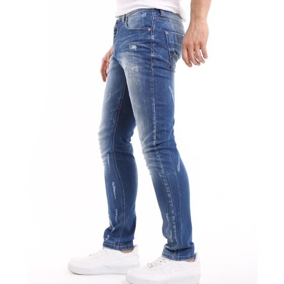 Red Bridge Herren Jeans Hose Destoyed Distressed Blau Straight Used-Look Destroyed