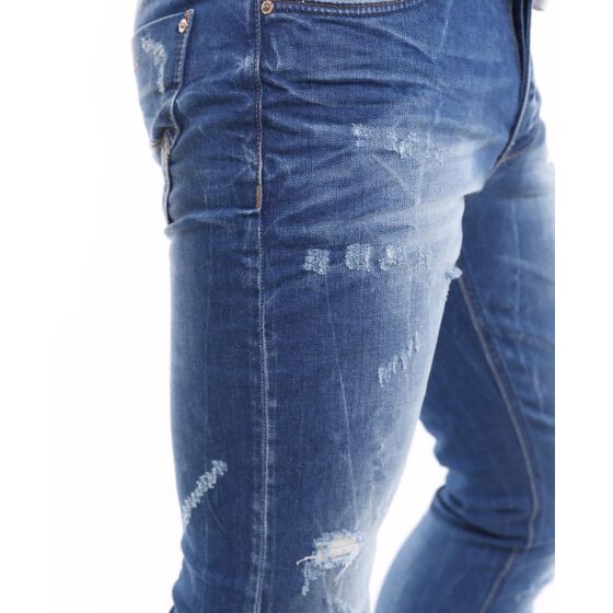 Red Bridge Mens Jeans Troy Destoyed Distressed Blue Straight Used-Look Destroyed