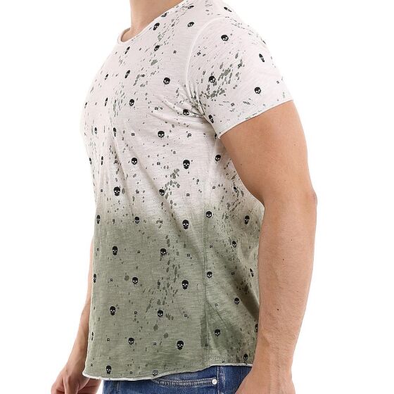 Red Bridge Herren T-Shirt 50 50 Gradient Skull Vintage Seam Used Look Khaki