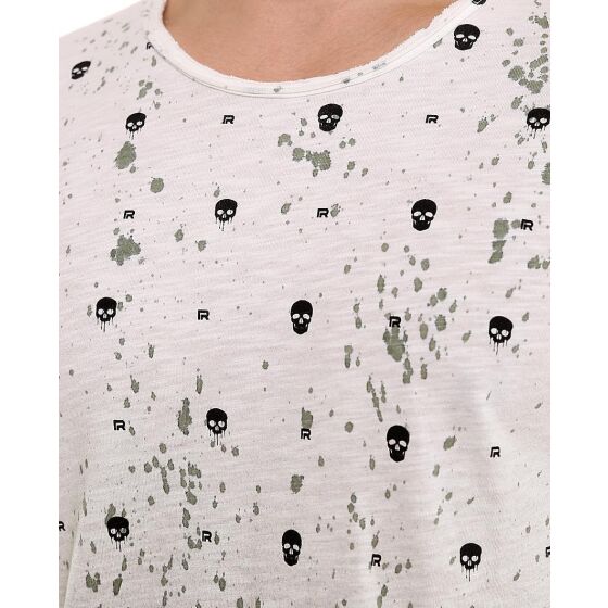 Red Bridge Herren T-Shirt 50 50 Gradient Skull Vintage Seam Used Look Khaki