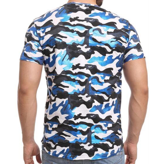 Red Bridge Herren T-Shirt Metallic Camouflage Blau