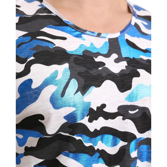 Red Bridge Mens T-Shirt Metallic Camouflage Blue