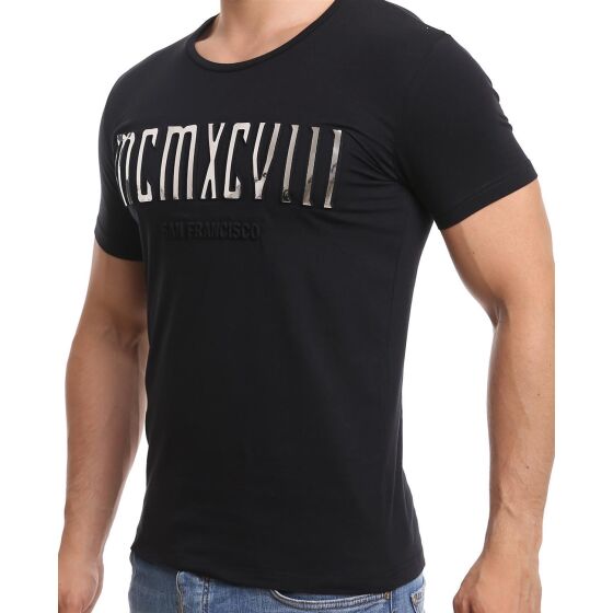 Red Bridge Herren T-Shirt MCMXCVIII Modern Characters Schwarz Silber