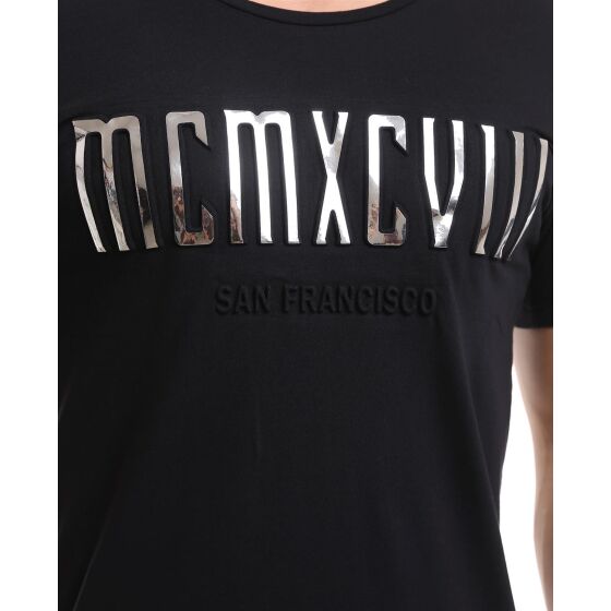 Red Bridge Herren T-Shirt MCMXCVIII Modern Characters Schwarz Silber