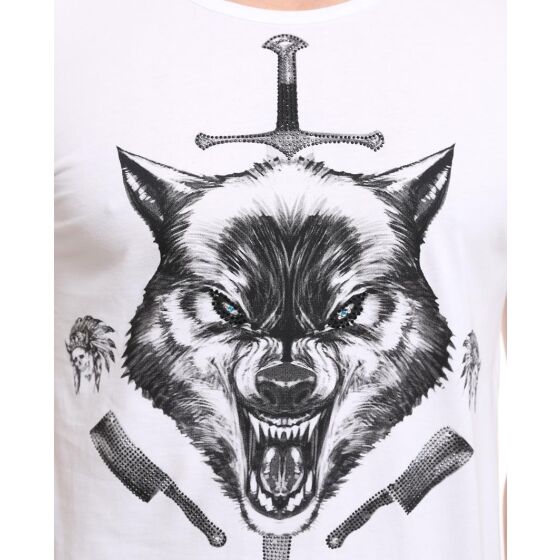 Red Bridge Herren T-Shirt Captain Wolf Weiß