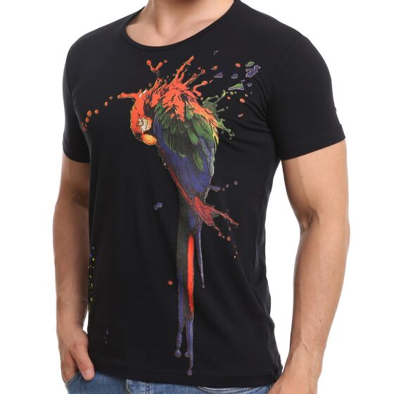 Red Bridge Herren T-Shirt Parrot Colour Spots Schwarz