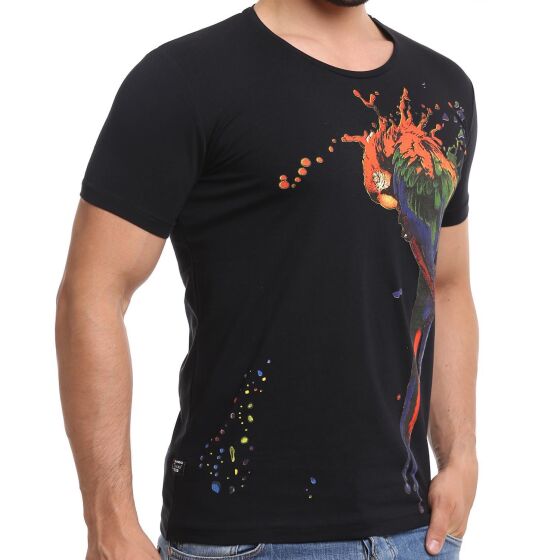 Red Bridge Herren T-Shirt Parrot Colour Spots Schwarz