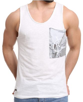 Redbridge Herren Urban Style Pocket Tank Top Ecru Weiß