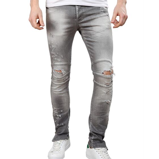 Red Bridge Herren Biker Slim Fit Röhrenjeans Jeans Pants Denim Grau W38 L34