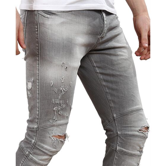 Red Bridge Herren Biker Slim Fit Röhrenjeans Jeans Pants Denim Grau W38 L34