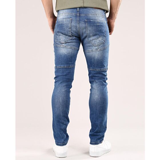 Red Bridge Mens Ripped Patches Skinny Jeans Jeans Pants Blue