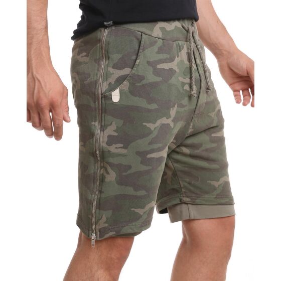 Red Bridge Mens Double Layered Camouflage Khaki Shorts