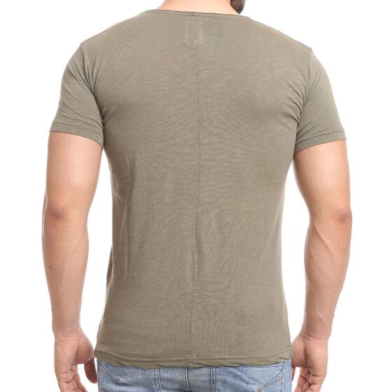 Red Bridge Mens V-Neck T-Shirt Khaki