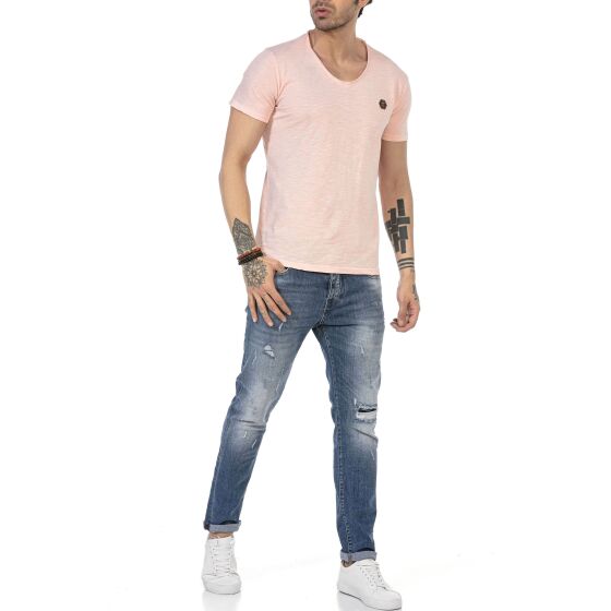 Red Bridge Herren V-Neck T-Shirt Salmon