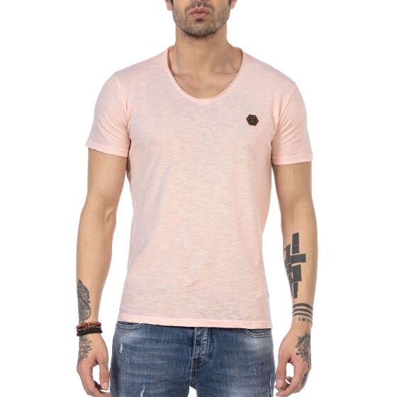 Red Bridge Herren V-Neck T-Shirt Salmon