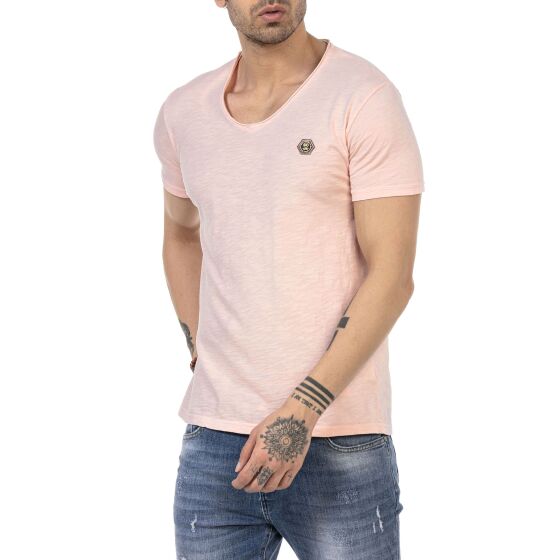 Red Bridge Herren V-Neck T-Shirt Salmon