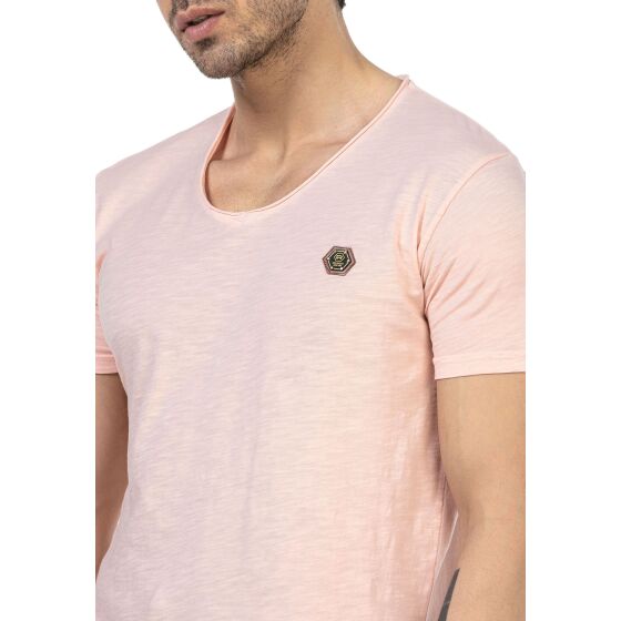 Red Bridge Herren V-Neck T-Shirt Salmon