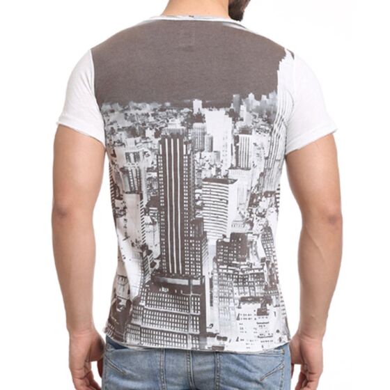 Red Bridge Herren T-Shirt NYC New York Skyline Print Pocket Meliert Ecru