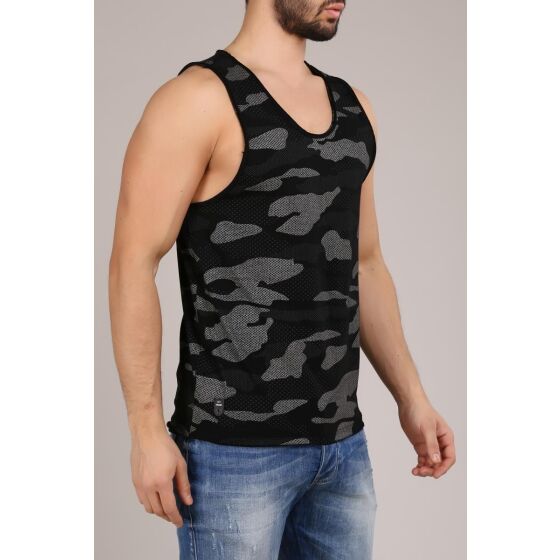 Red Bridge Herren Tank Top T-Shirt Camouflage Holes Black
