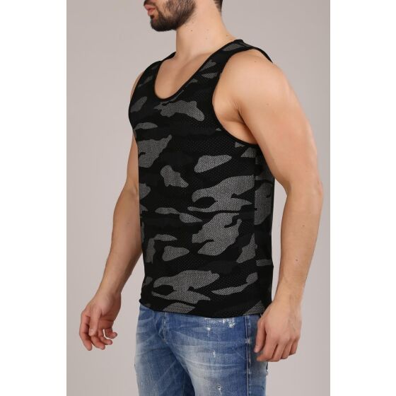 Red Bridge Herren Tank Top T-Shirt Camouflage Holes Black