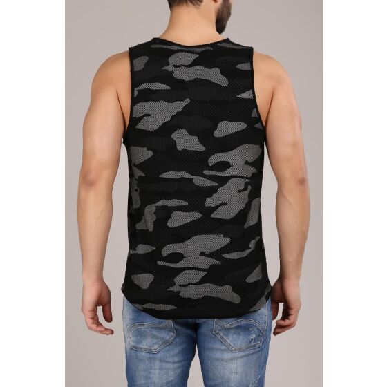 Red Bridge Herren Tank Top T-Shirt Camouflage Holes Black
