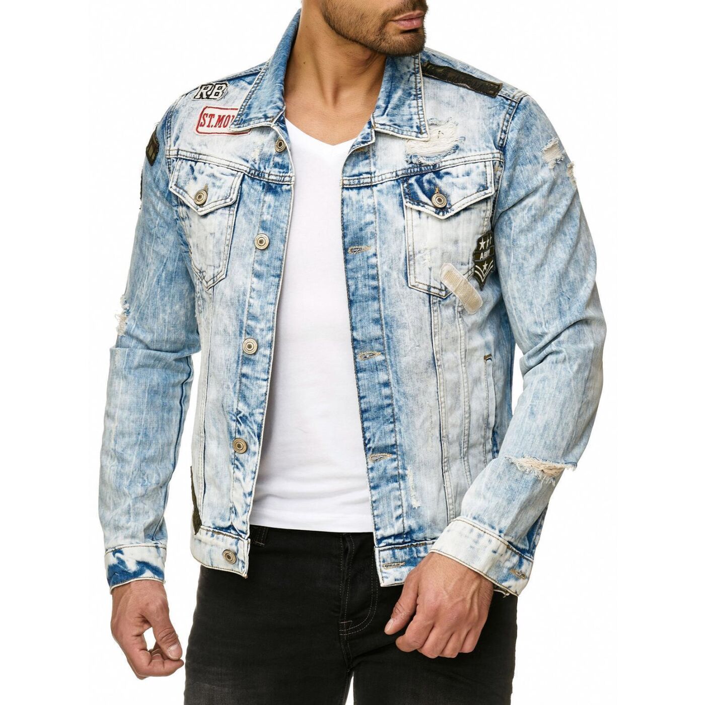 Red Bridge Mens  Denim Jacket  Bold Duty M6043 Blue 