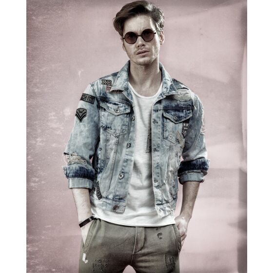 Red Bridge Herren Jeansjacke Bold Duty Military Destroyed Blau S