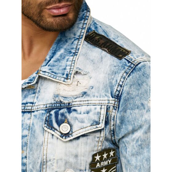 Red Bridge Herren Jeansjacke Bold Duty Military Destroyed Blau XL