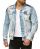 Red Bridge Mens Denim Jacket Bold Duty Military Destroyed Blue XL