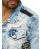 Red Bridge Mens Denim Jacket Bold Duty Military Destroyed Blue XL