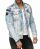 Red Bridge Mens Denim Jacket Bold Duty Military Destroyed Blue XL