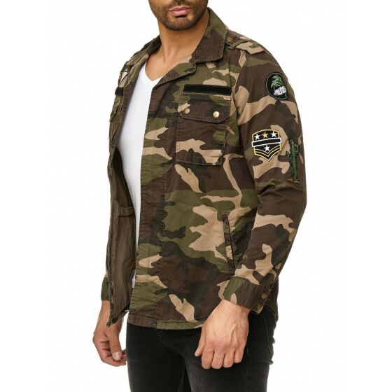 Red Bridge Herren Jacke Urgent Duty Camouflage Militär Übergangsjacke Khaki