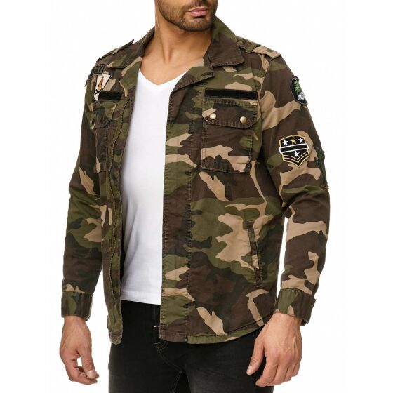 Red Bridge Herren Jacke Urgent Duty Camouflage Militär Übergangsjacke Khaki