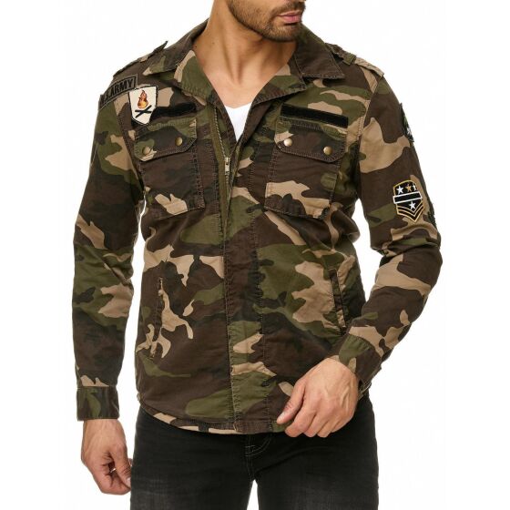 Red Bridge Herren Jacke Urgent Duty Camouflage Militär Übergangsjacke Khaki